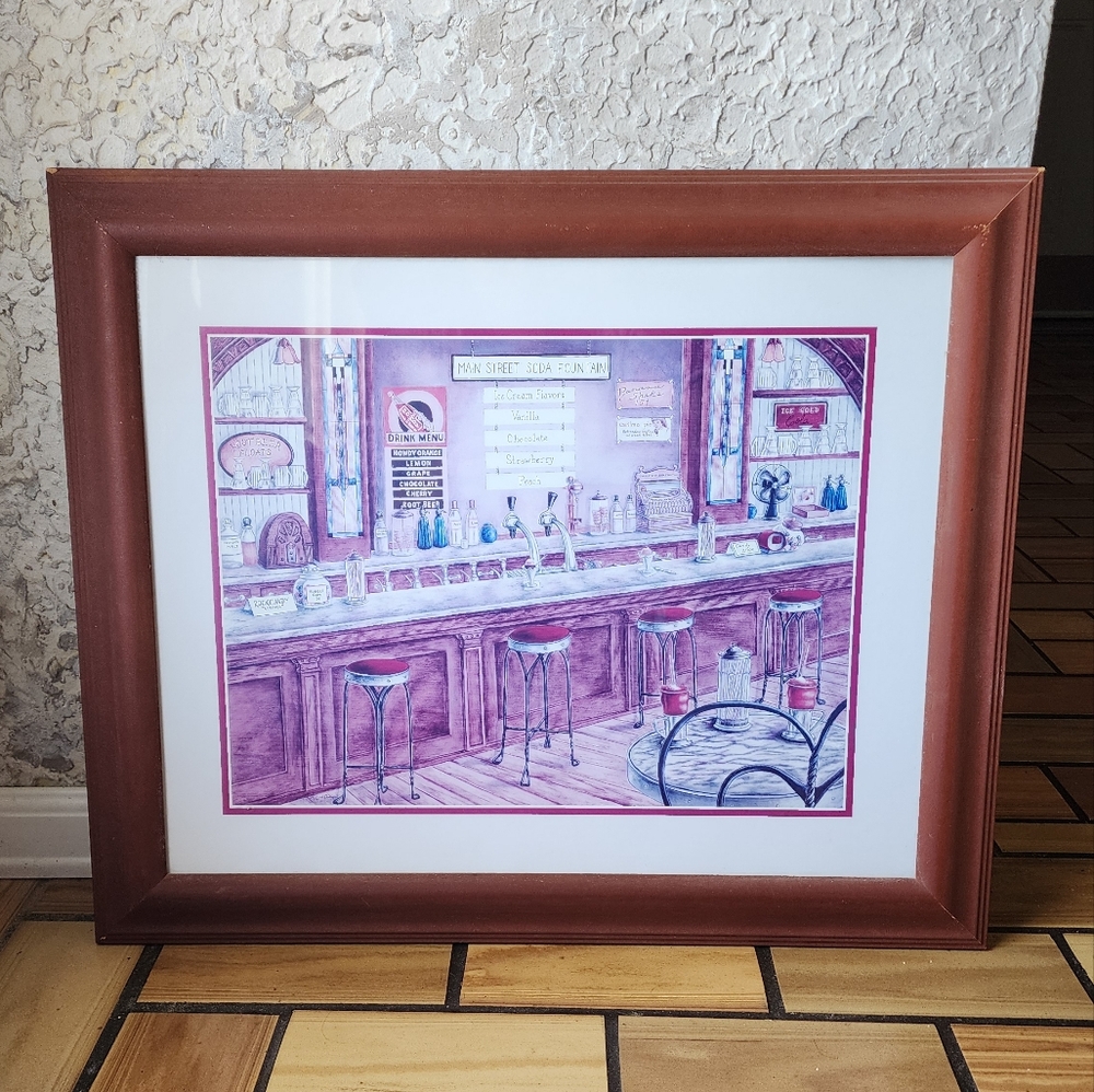 Main Street Soda Fountain glass frame